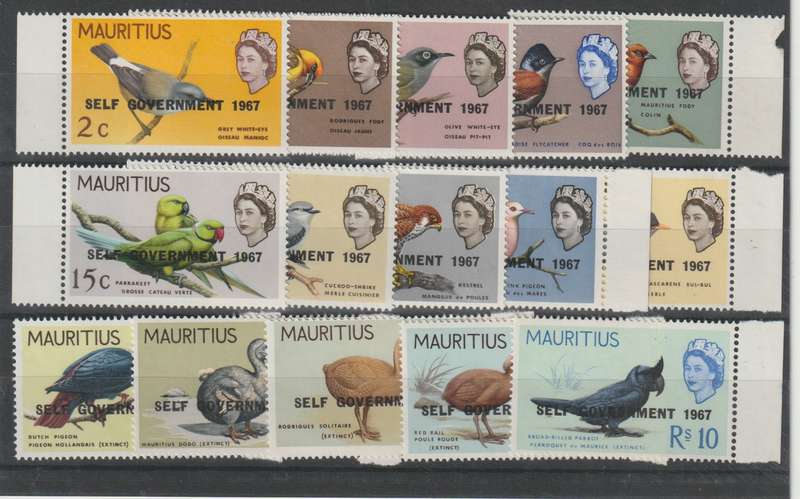 Mauritius 1967 Birds Self Government Definitive set of 15 very fine unmounted mint