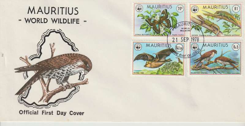 Mauritius 1978 Endangered Species WWF set of 4 on first day cover very fine
