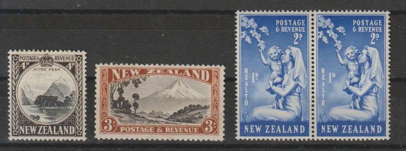 New Zealand 1936 KGV 4d & 3s and 1940 Health pair with stop variety very fine mint