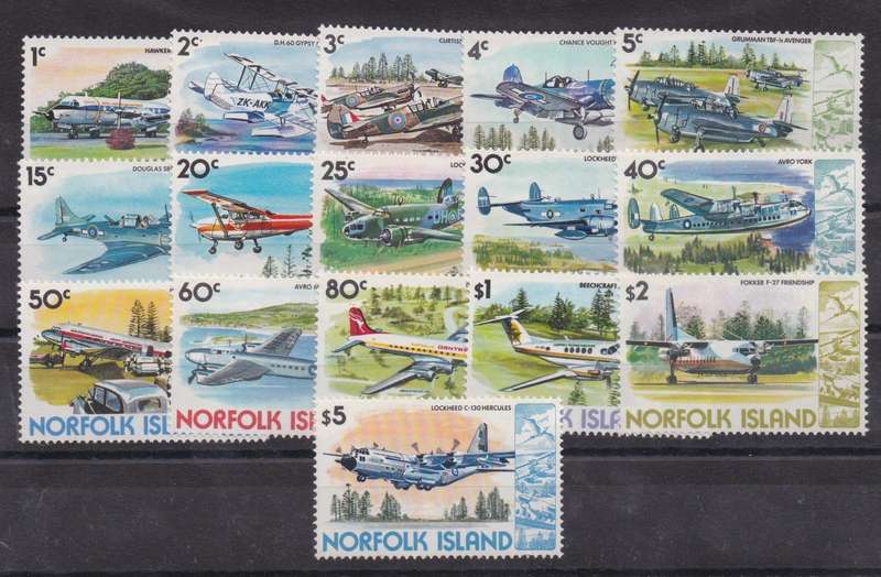 Norfolk Island 1980 Airplanes set of 16 very fine unmounted mint