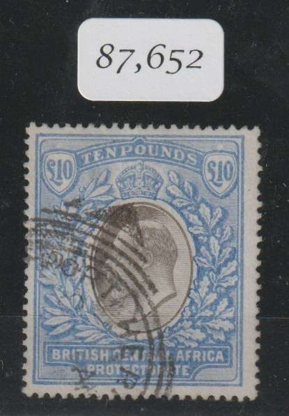 Nyasaland 1903 KEVII £10 grey & blue with BPA certificate very fine used