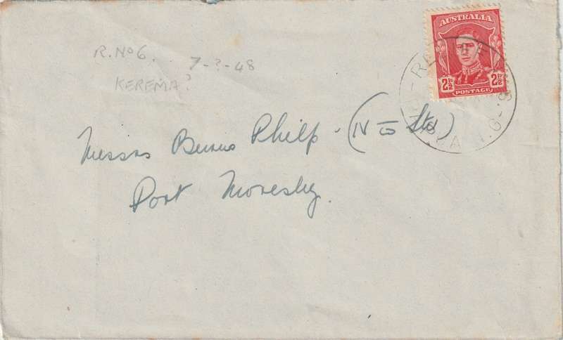 Papua New Guinea 1948 Australia 2 1/2d on  Relief No 6 cover to Port Morseby  fine
