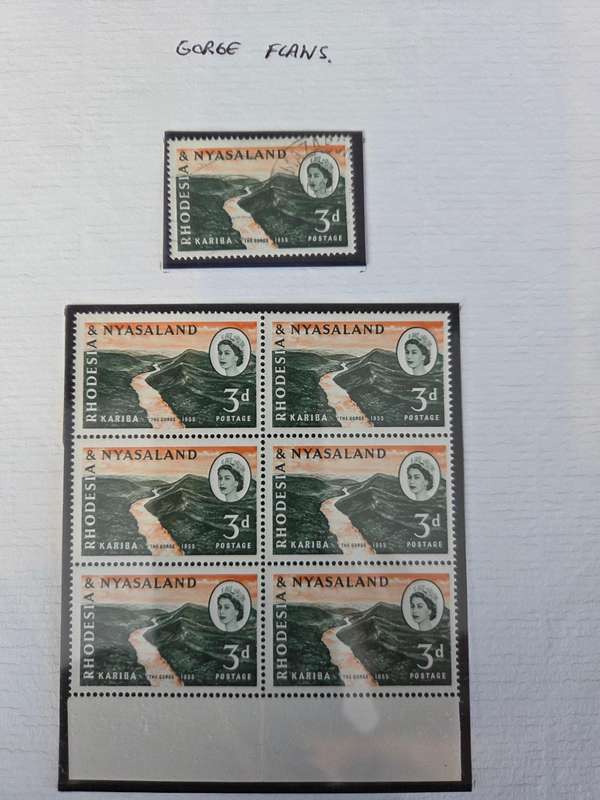 Rhodesia and Nyasaland 1960 Kariba collection of 6 in corner blocks of 4 plus varieties