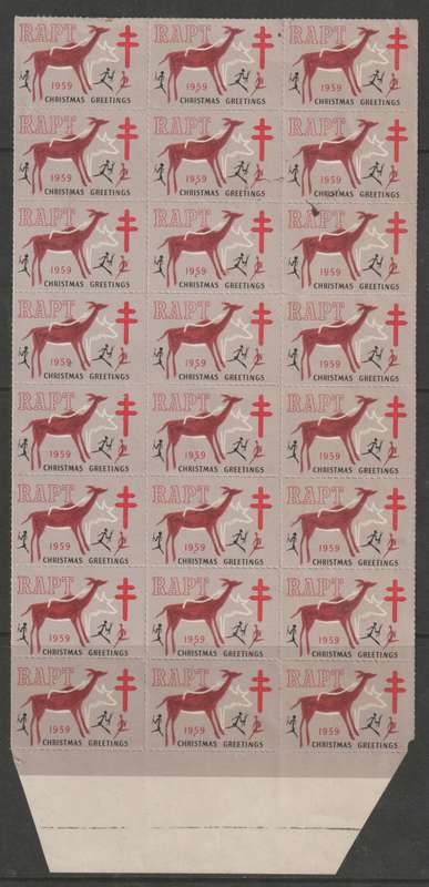 Rhodesia 1959 RAPT Xmas  label in block of 24 very fine