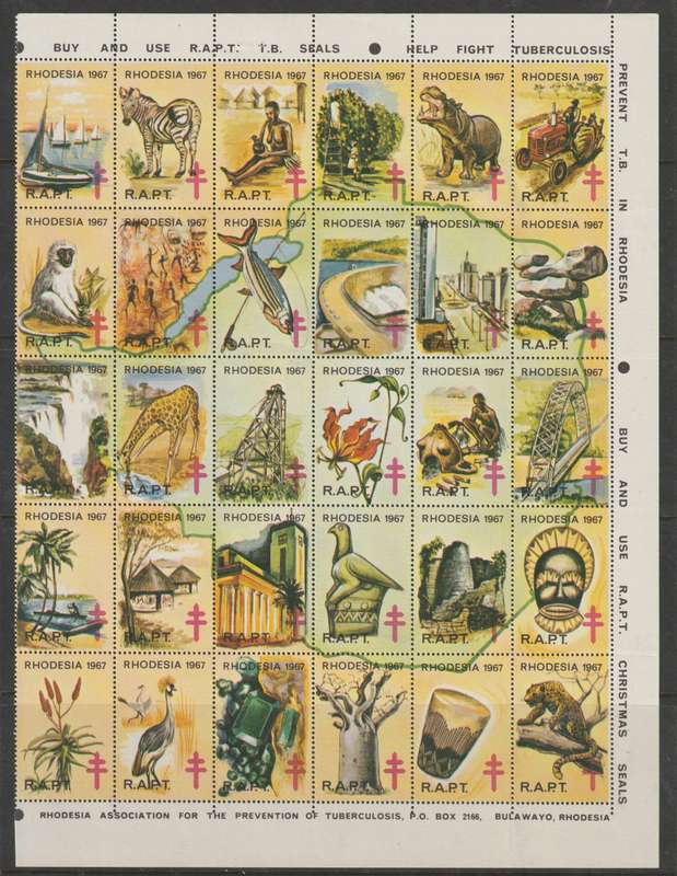 Rhodesia 1967 RAPT Xmas block of 25 very fine