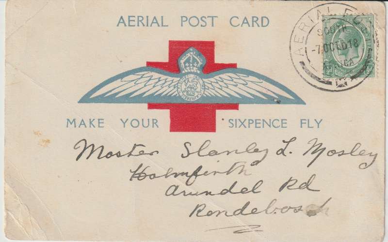 South Africa 1918 7 Oct., Make Your Sixpence Card First Flight glossy card