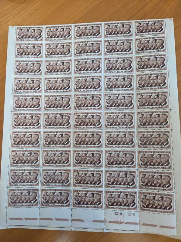 South Africa 1961 1st Decimal 2 1/2c & 20c full sheets of 100 very fine unmounted mint