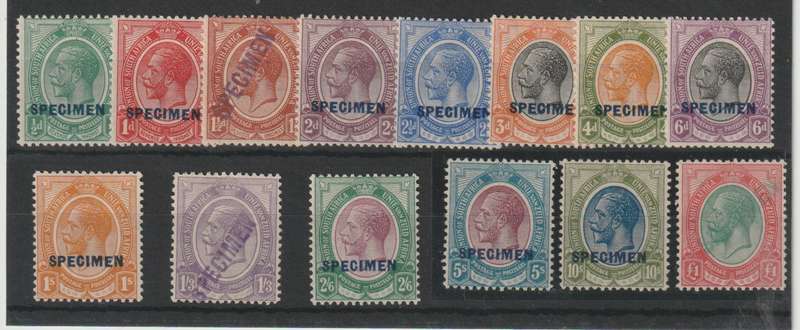 South Africa 1913 KGV SPECIMEN set of 14 very fine mint