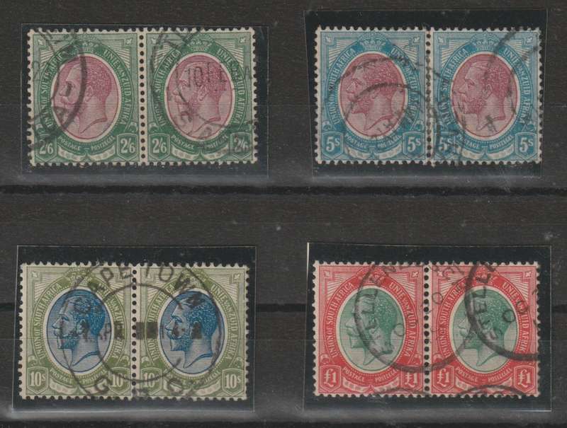 South Africa 1913 KGV top 4 values in pairs very fine used