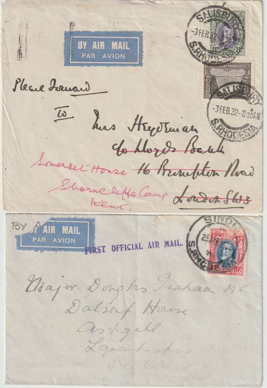 Southern Rhodesia 1932 1st Flight covers Salisbury & Sinoia
