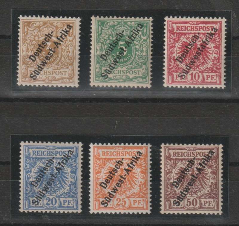 South West Africa 1897 German Reich overprinted 2 hyphens set of 6 unmounted mint