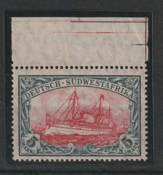 South West Africa 1906 Yacht watermark 5mk light red centre very fine unmounted mint