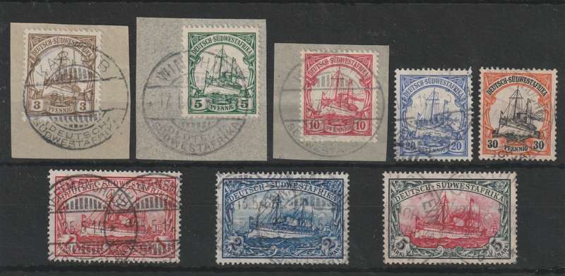 South West Africa 1906 Yacht watermark set of 8 fine used