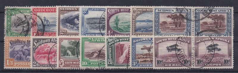 South West Africa 1931 Definitive set 12 & Airs set of 2 very fine used