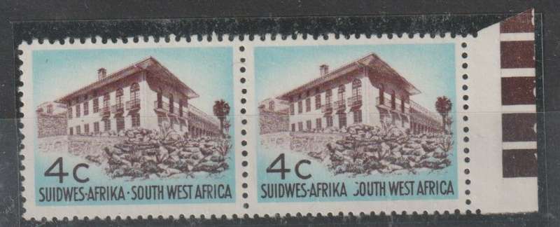 South West Africa 1971 Definitive 4c pair with broken S variety very fine unmounted mint