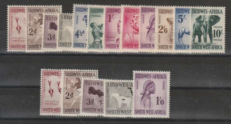 South West Africa 1954/60 Animals set of 12 & 5 unmounted mint