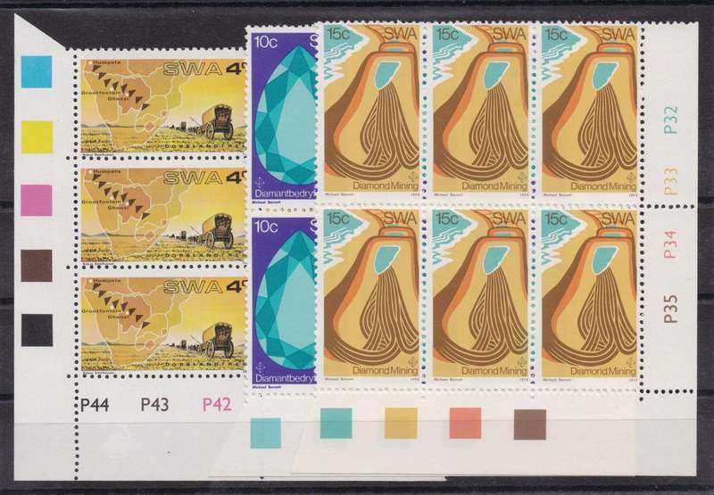 South West Africa 1974 Diamonds and Dorsland control blocks of 6 very fine unmounted mint