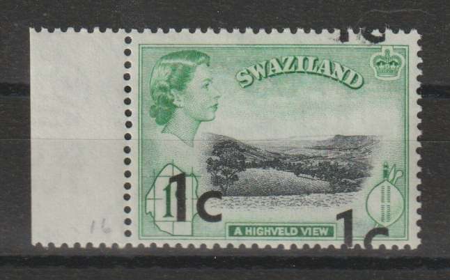 Swaziland 1961 QEII Decimal Definitive 1c double overprint very fine unmounted mint