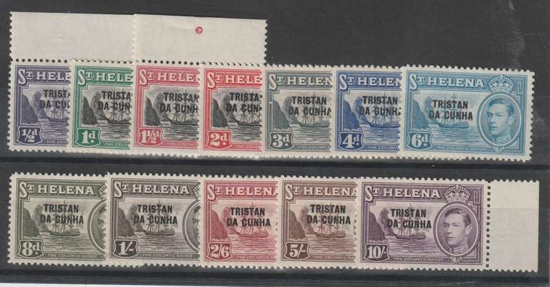 Tristan Da Cunha 1952 KGVI set of 12 very fine mint