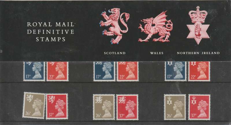 Great Britain Regionals NI, Scotland & Wales 1990 Presentation Pack no 23 complete