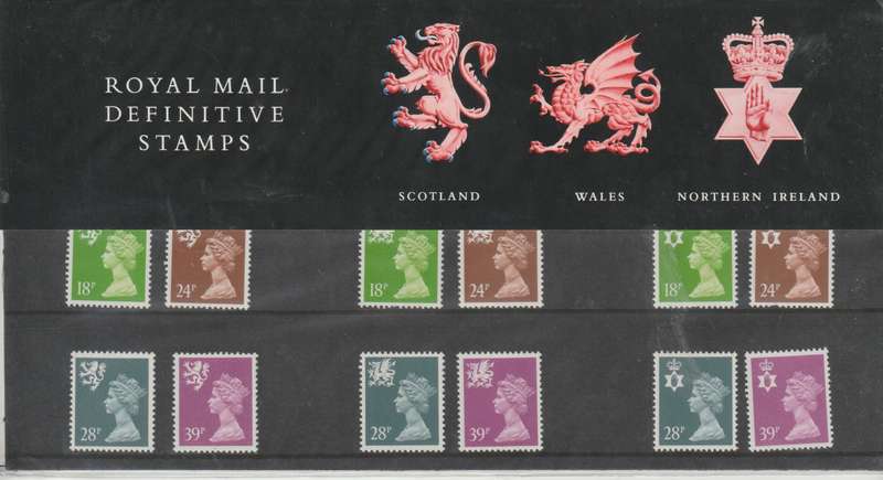 Great Britain Regionals NI, Scotland & Wales 1991 Presentation Pack no 26 complete