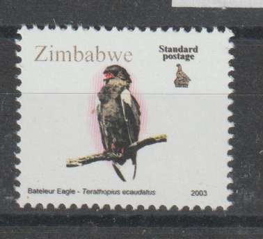 Zimbabwe 2000 Definitive ($100) Bateleur double black printing