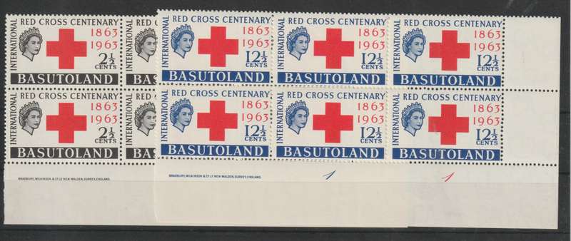 Basutoland 1963 Red Cross Imprint & control blocks of 6 very fine unmounted mint