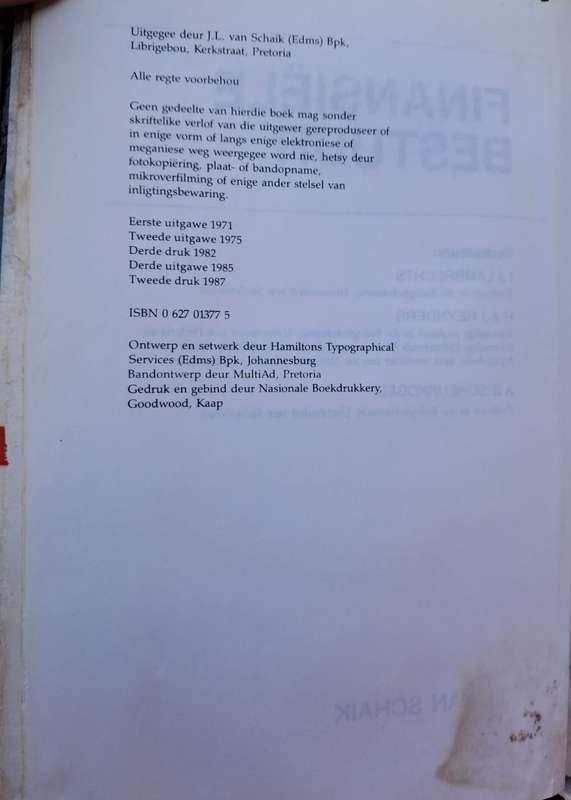 Finansiele Bestuur - 3e Uitgawe (1987)