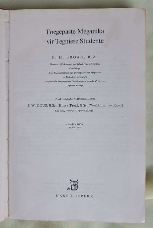 Toegepaste Meganika vir Tegniese Studente