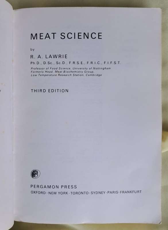 Meat Science Third Edition (1979)