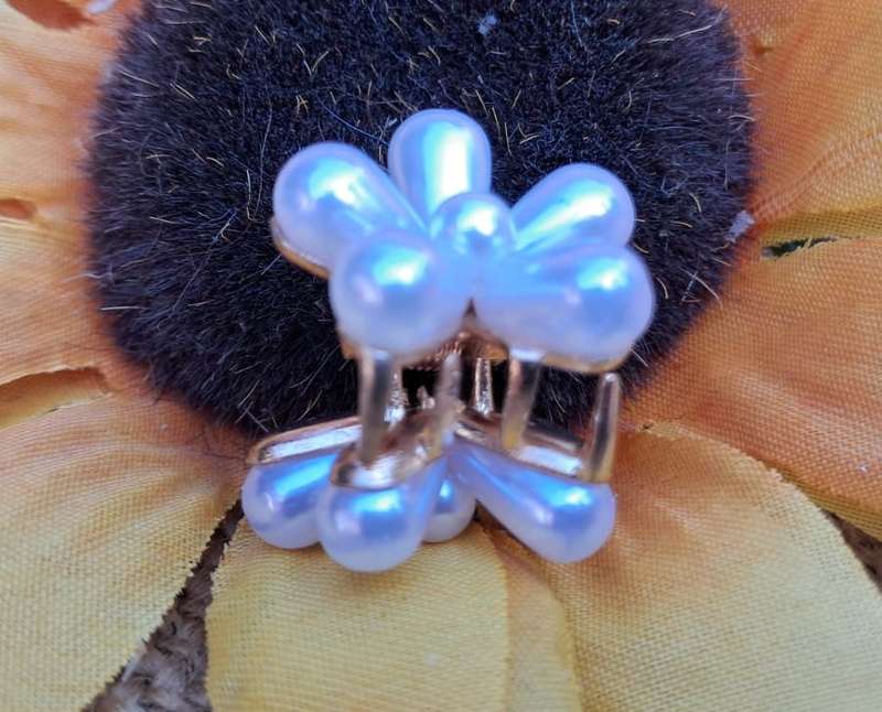 Metal Hair Clip - Small, Faux Pearl Flower