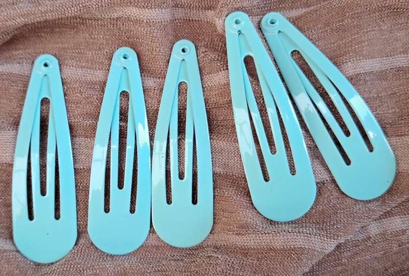 5cm Metal BB Hair Clips 5pk - Ocean Turquoise