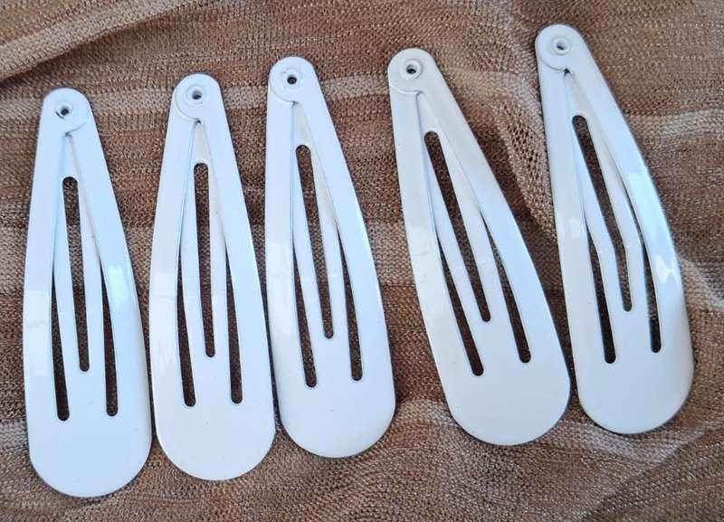 5cm Metal BB Hair Clips 5pk - Pure White