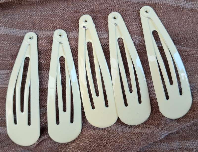 5cm Metal BB Hair Clips 5pk - Creamy Yellow
