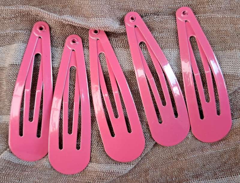 5cm Metal BB Hair Clips 5pk - Flamingo Pink
