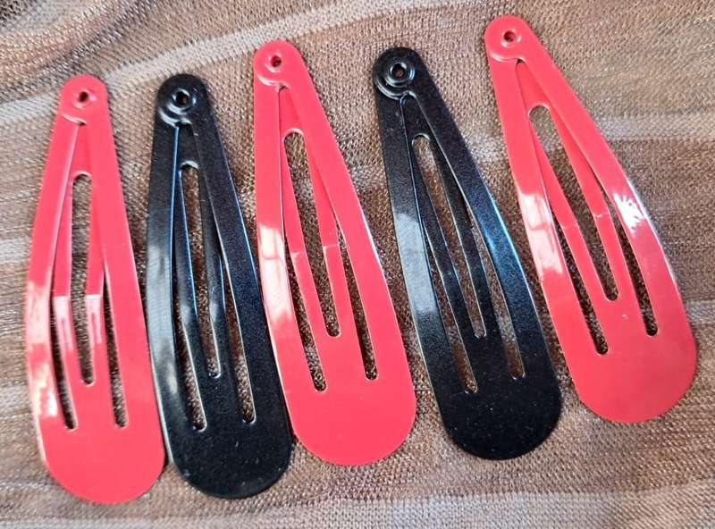 5cm Metal BB Hair Clips 5pk - Ladybug Black n Red