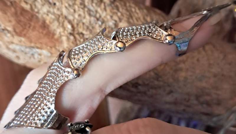 Silver Metal Full Finger Armour Ring