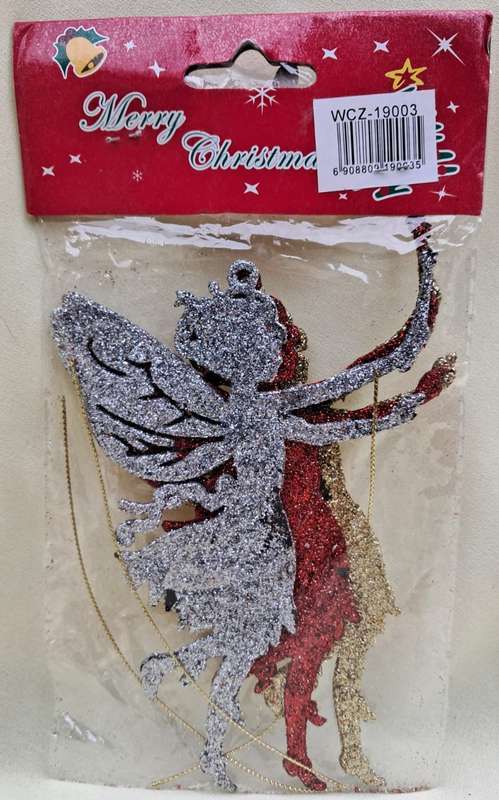 Christmas Decorations Hanging Glitter Fairies 3pc