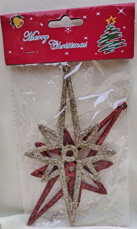 Christmas Decorations Hanging Glitter North Stars 2pc