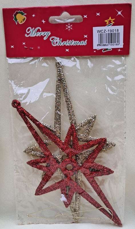 Christmas Decorations Hanging Glitter North Stars 2pc