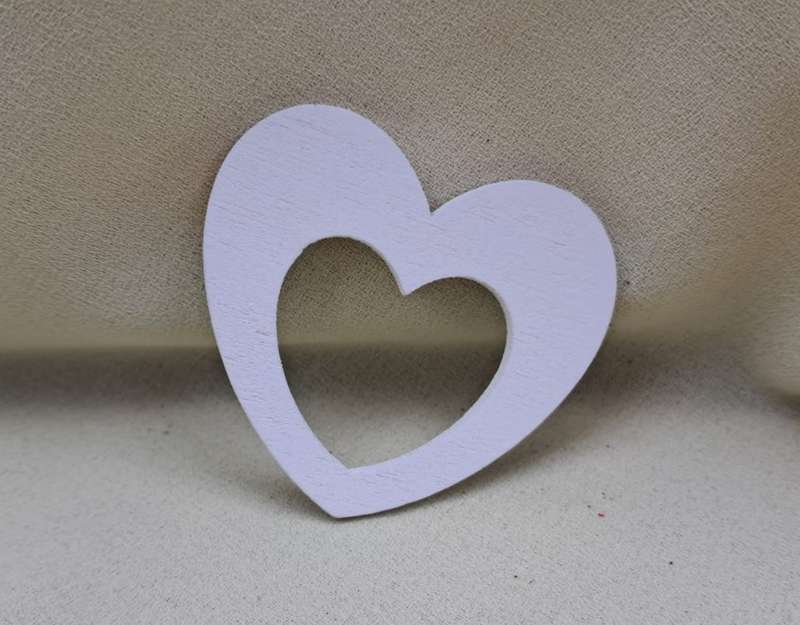 Wooden Decorations White Heart 1pc