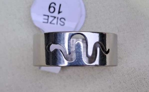 Silver Stainless Steel Snake Ring Size 19