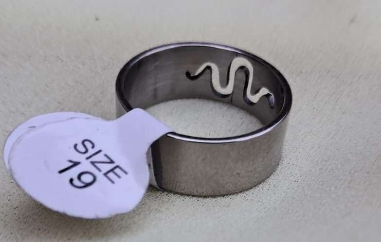Silver Stainless Steel Snake Ring Size 19