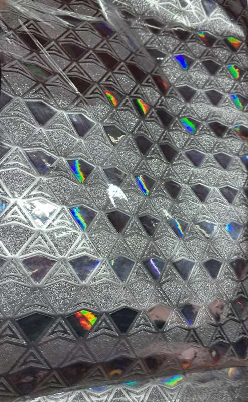 Metallic Gift/flower Wrapping Paper Sheet - Holographic silver geometric