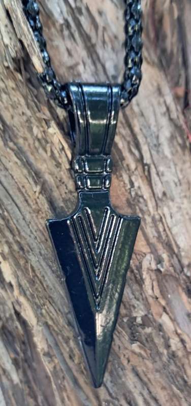 Arrowhead Pendant Necklace on Black Chain