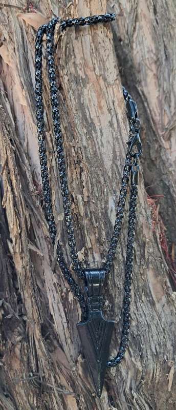 Arrowhead Pendant Necklace on Black Chain