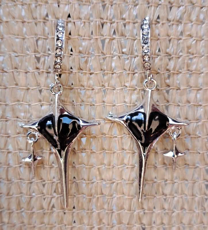 Cross and Heart Dangle Earrings