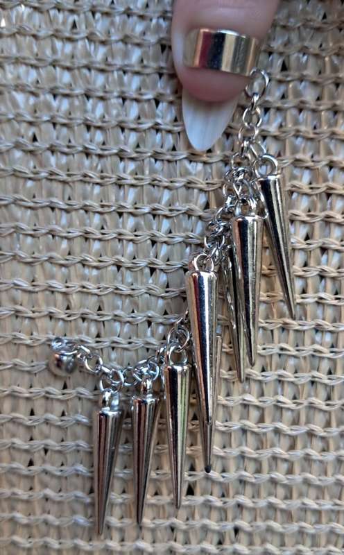 Single Stud and Cuff Spiky Dangle Earring