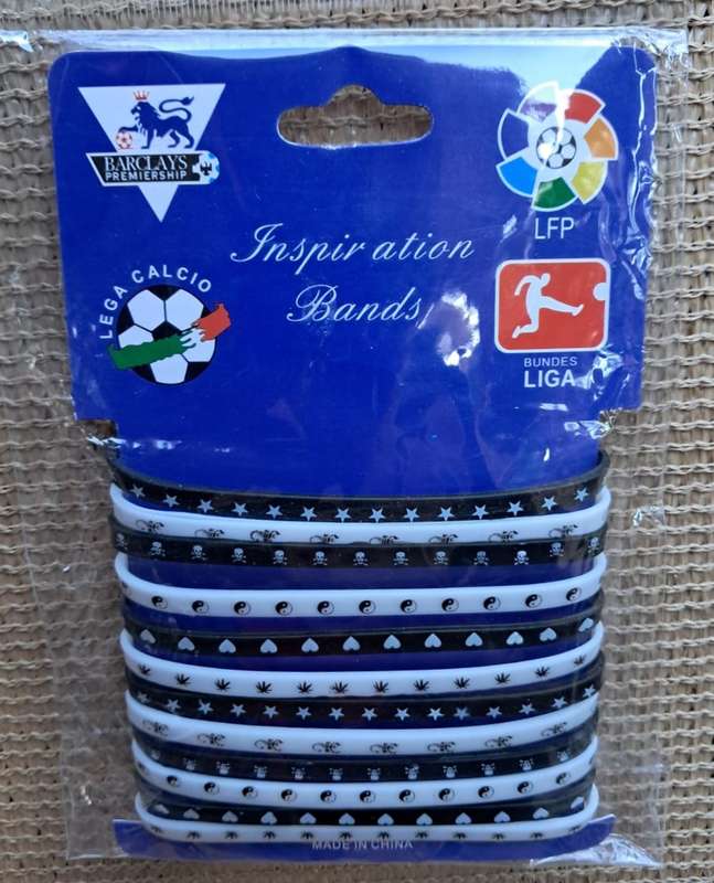 5mm Rubber Bracelets Pack of 12 - Black White Mix