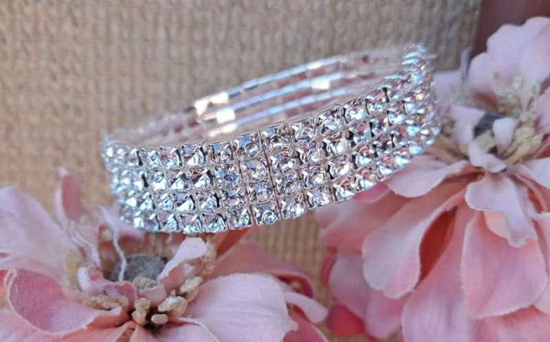 Gorgeous Diamante Fashion Bracelet - Four Row Silver